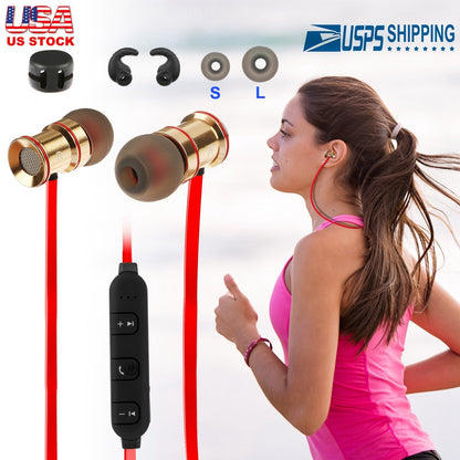 Sport Headsets Wireless V4.1 In-Ear Stereo Headphones Sweat-proof Running Earphones w/Mic Hands-free