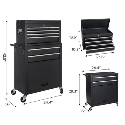 8-Drawer Rolling Tool Storage Cabinet with Detachable Top