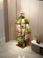 Vase Shape Indoor Plant Stand with Adjustable Grow Lights - Metal & MDF