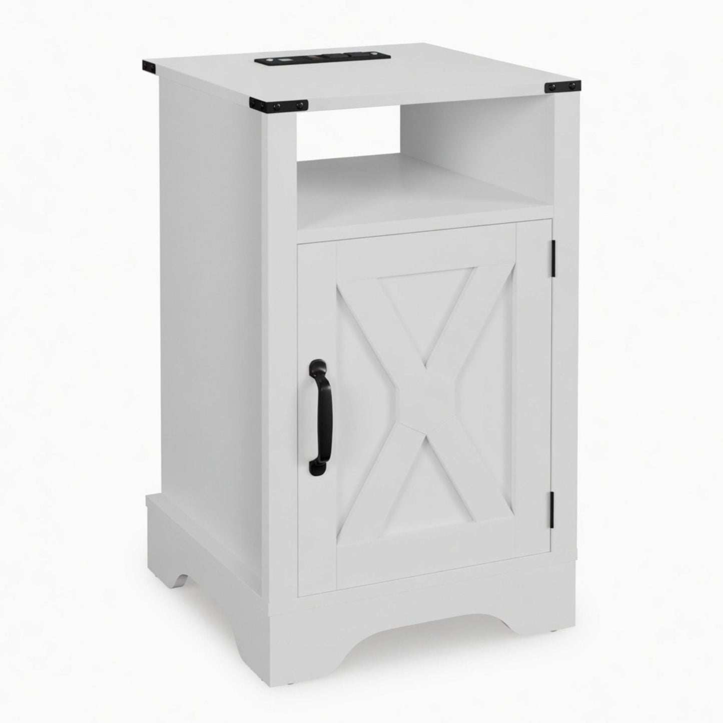 Farmhouse Nightstand, Charging Station & Storage