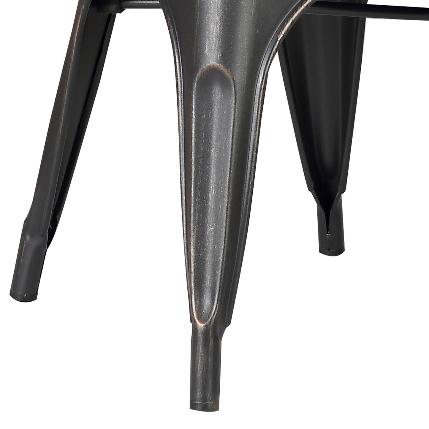 Set of 4 Stackable Metal Dining Chairs, Modern Industrial Slat Back