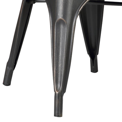 Set of 4 Stackable Metal Dining Chairs, Modern Industrial Slat Back