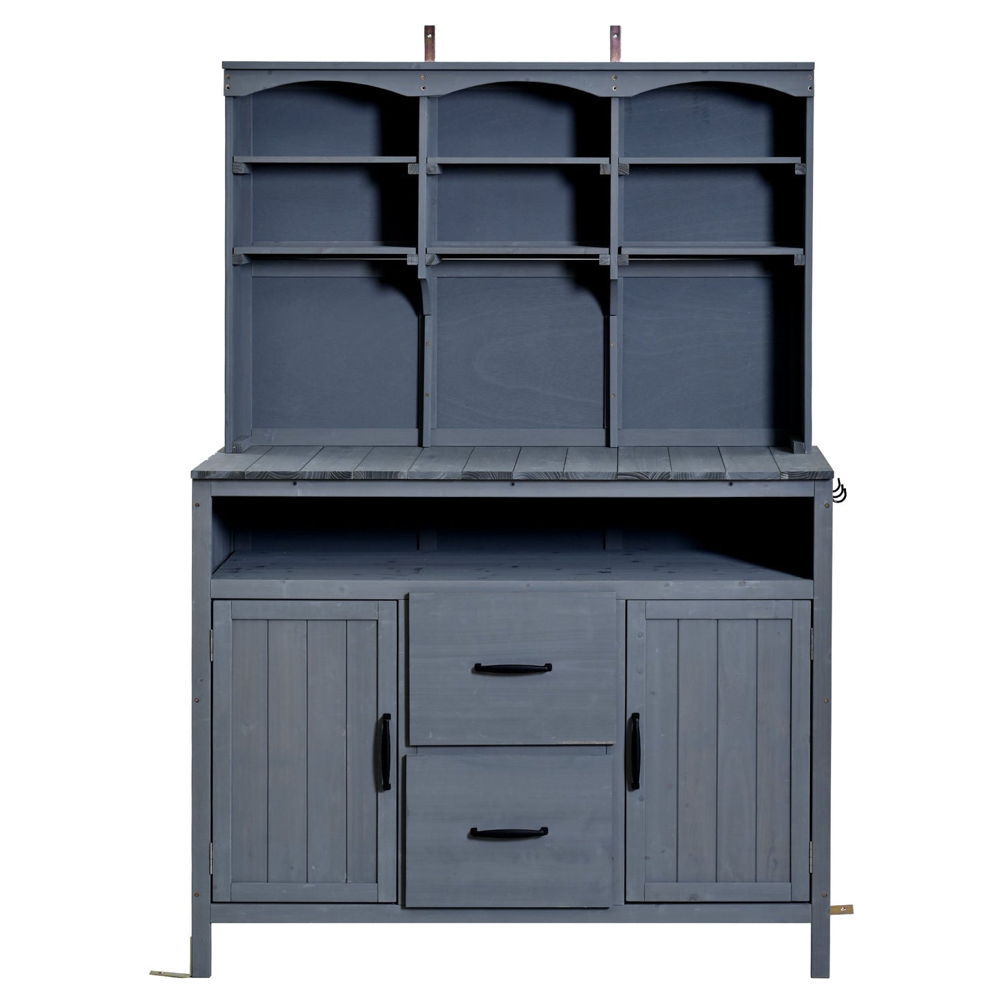 TOPMAX Large Fir Wood Potting Bench with Hutch and Storage