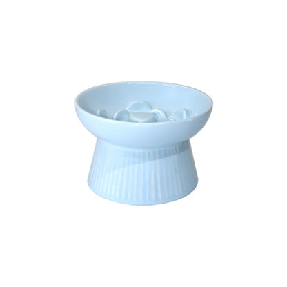 Ceramic Pet Cat Bowl Dog Bowl Anti-choke And Slow Food Anti-tumble High Foot Neck Protection Rice Bowl