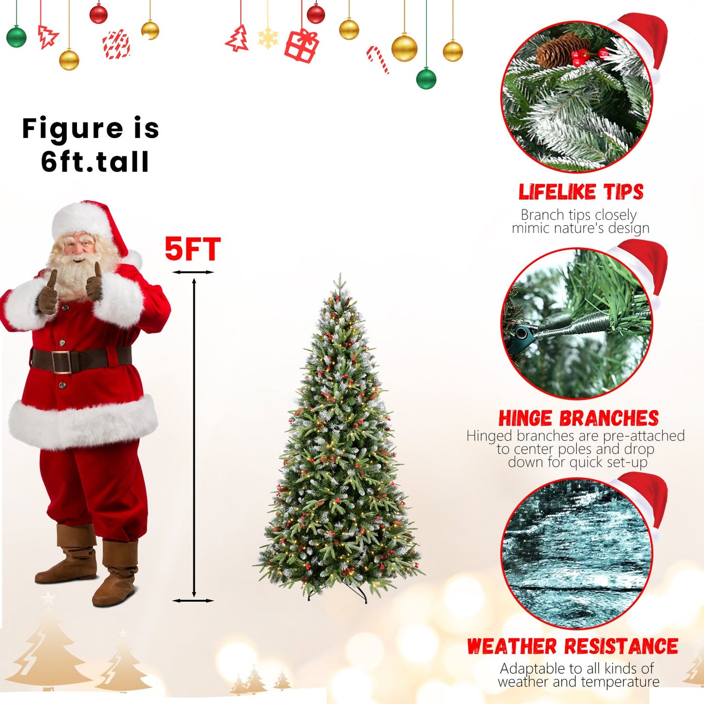 7.5FT Christmas Tree with 500 Warm Lights