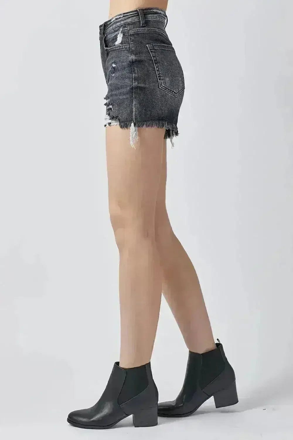 RISEN Full Size High Rise Distressed Denim Shorts