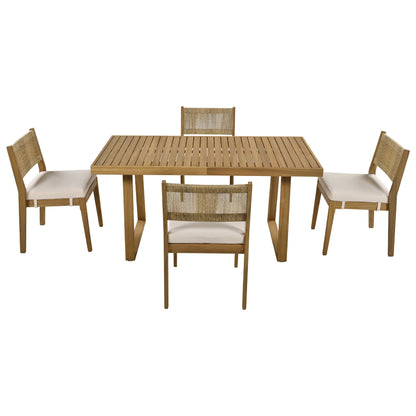 U_Style Multi-Person Outdoor Acacia Wood Dining Table and Chair Set