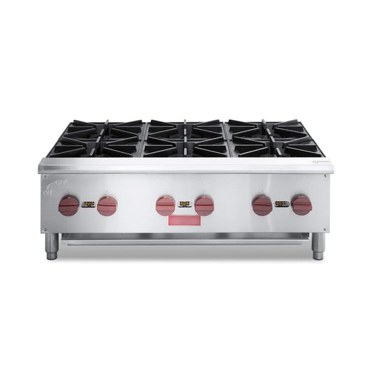 Heavy-Duty 36-Inch Commercial 150K BTU 6-Burner Stainless Steel Countertop Natural Gas And Propane Range (SAK92640)