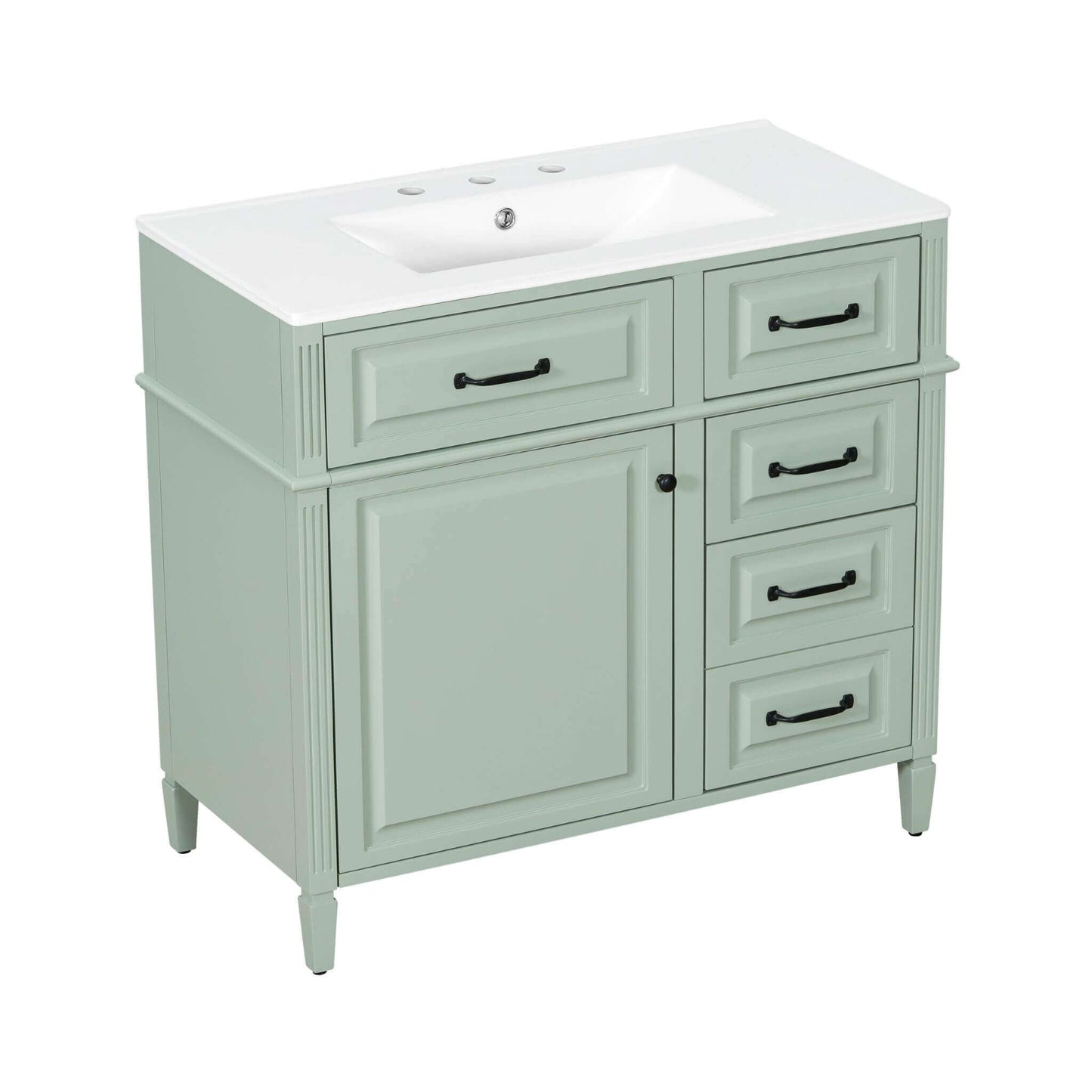 Nuvia 36-Inch Freestanding Bathroom Vanity With Ceramic Sink And Storage Cabinets [Faucet Not Included] (SAK41792)