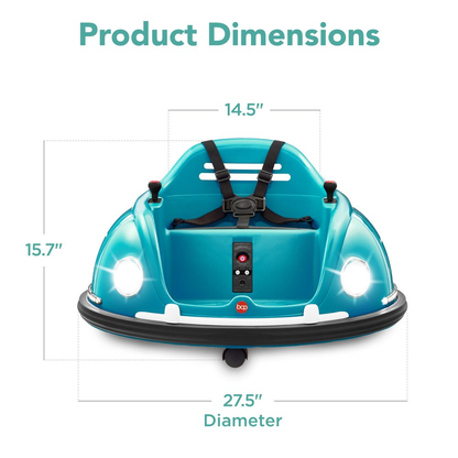 360 Degree Bumper Car Toy for Kids with Remote Control, Safety Harness, and Lights
