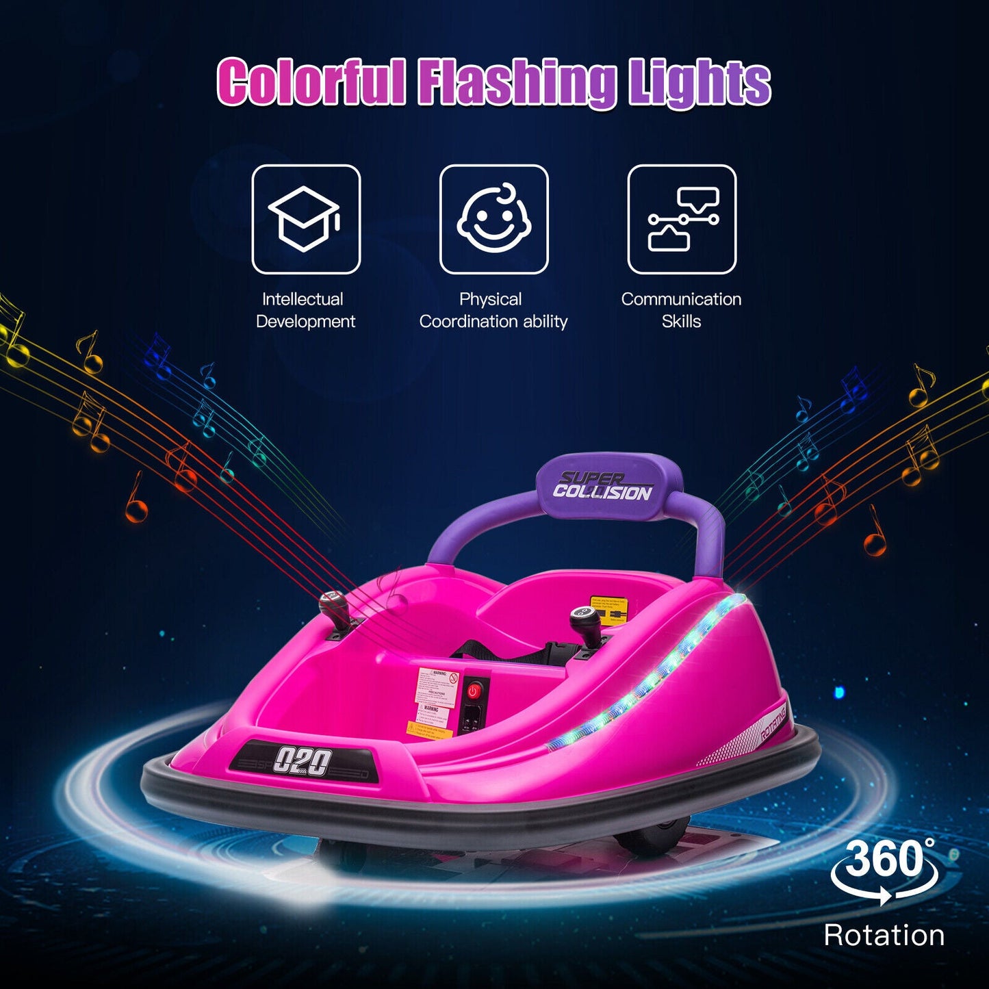 360 Degree Spin Electric Bumper Car for Kids with Remote Control - 12V Ride On Vehicle