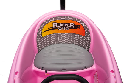 360° Pink Bumper Car Ride-On Toy with LED Remote Control for Kids (12V)