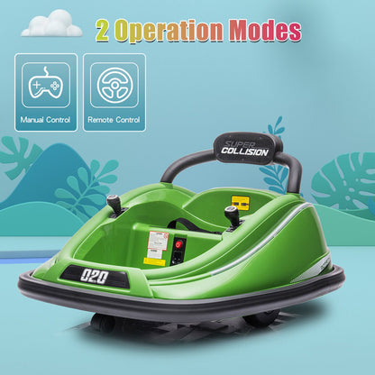 360° Spin Electric Bumper Car for Kids & Toddlers with Remote Control - 2 Modes, 12V Power