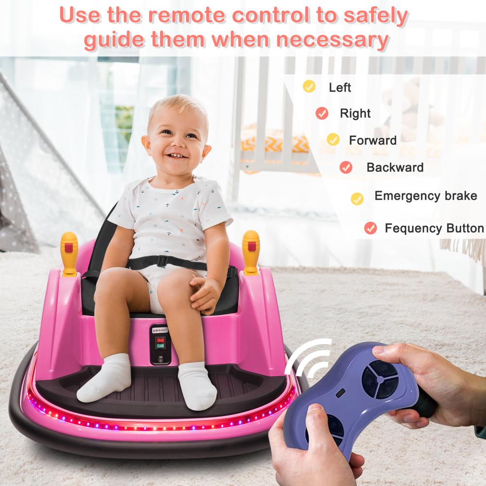 360 Spin Electric Bumper Car for Kids with LED Lights - 6V Battery Powered