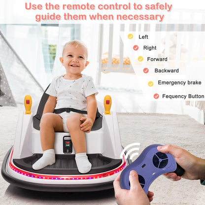 360 Spin Electric Bumper Car for Kids with LED Lights - 6V Battery Powered