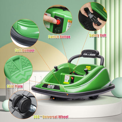 360° Spin Electric Bumper Car for Kids with Remote Control - 12V Electric Vehicle Toy