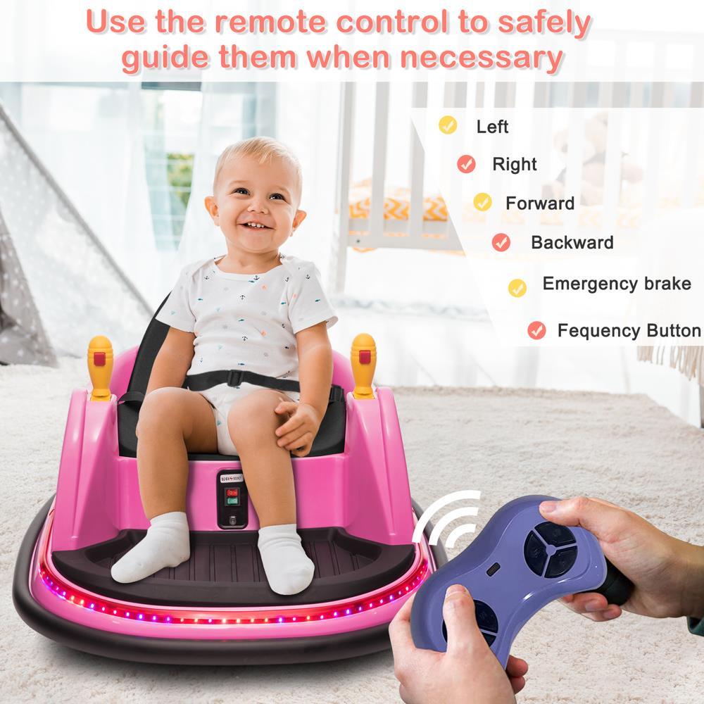 360° Spin Race Bumper Car for Kids Ages 2-5 with 6V 7AH Battery and 1.3 MPH Speed
