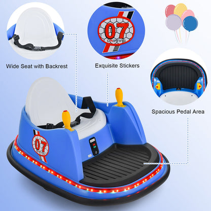 360° Spin Race Bumper Car Toy with Remote Control - 12V Blue Vehicle for Kids