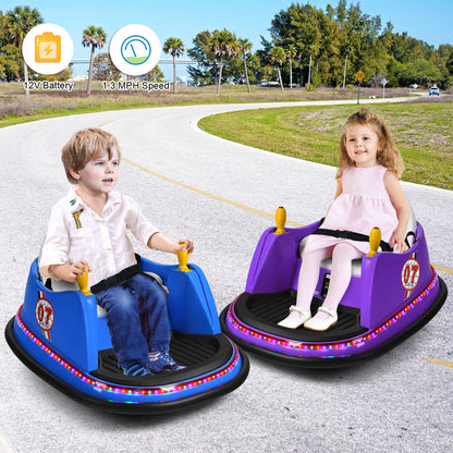 360° Spin Race Bumper Car Toy with Remote Control - 12V Blue Vehicle for Kids