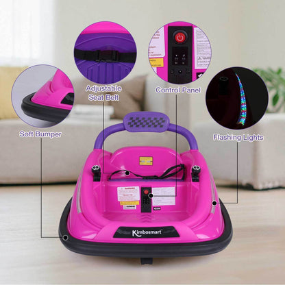360° Spin Race Car for Kids with Remote Control and LED Lights - 6V Bumper Car Ride-On