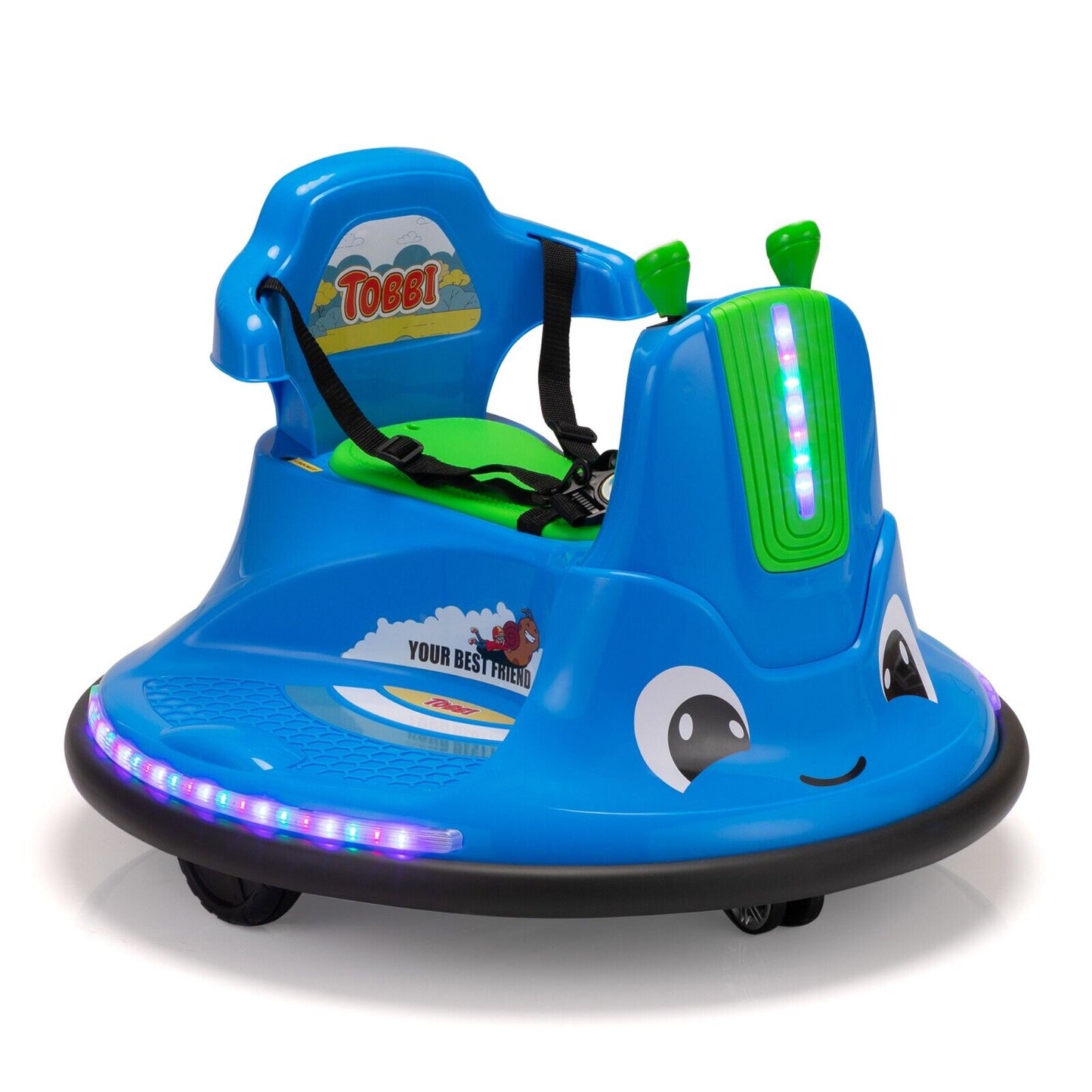 360° Spinning Bumper Car with Dual Motors, LED Lights & Remote Control - TOBBI