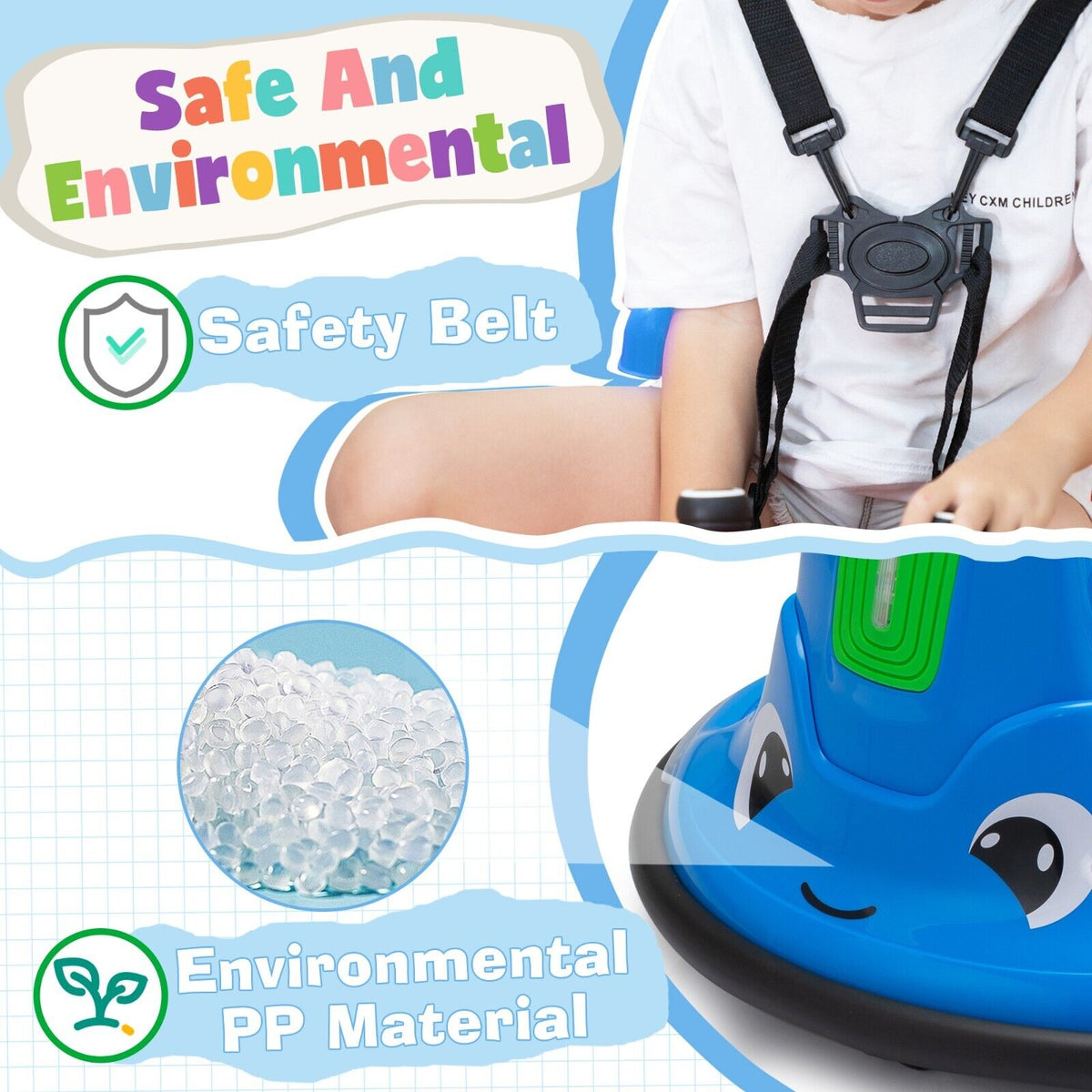 360° Spinning Bumper Car with Dual Motors, LED Lights & Remote Control - TOBBI