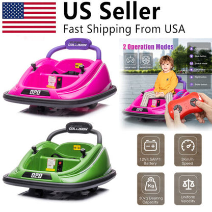 360° Spinning Electric Bumper Car for Kids with Remote Control - 12V Ride-On Toy