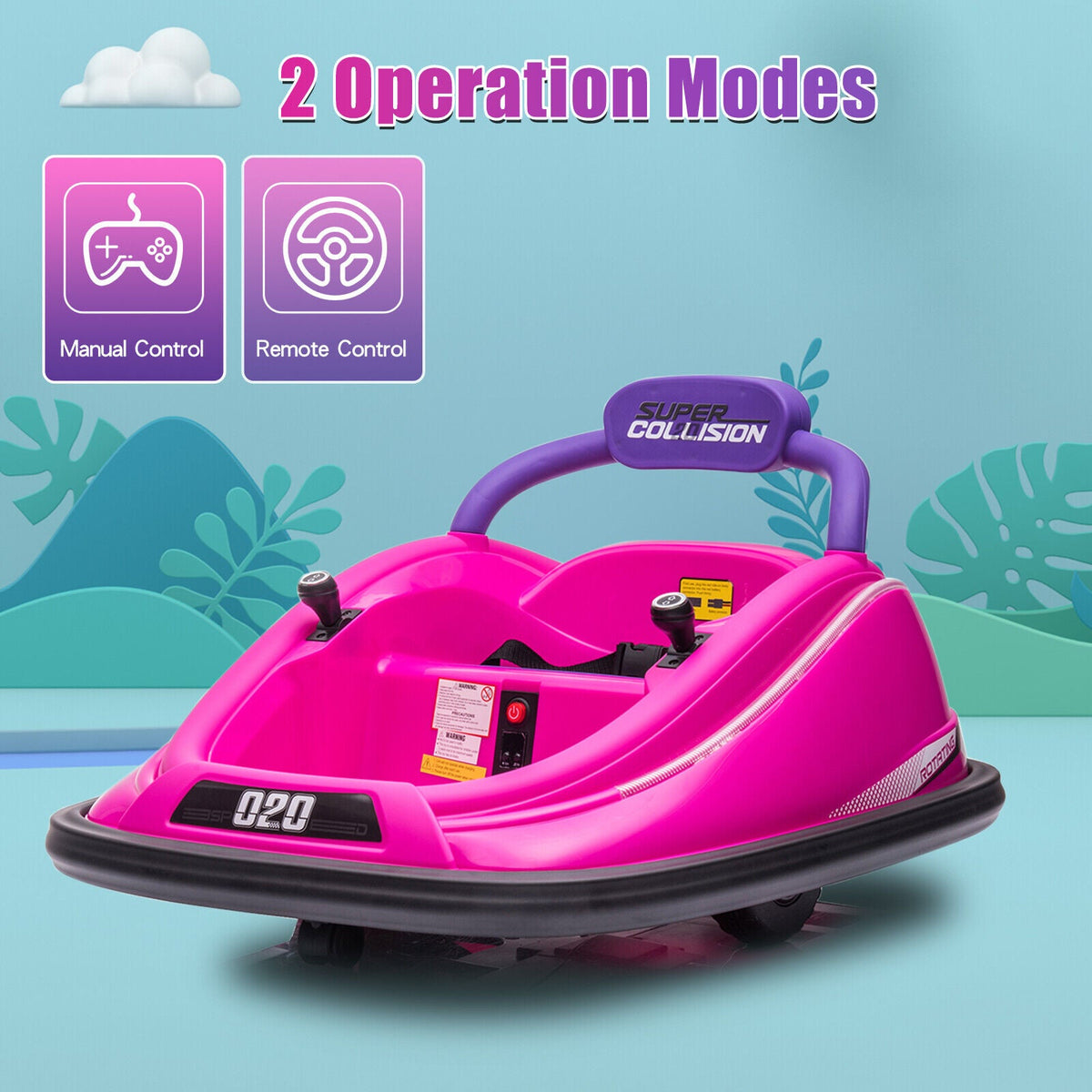 360° Spinning Electric Bumper Car for Kids with Remote Control and LED Lights - 12V