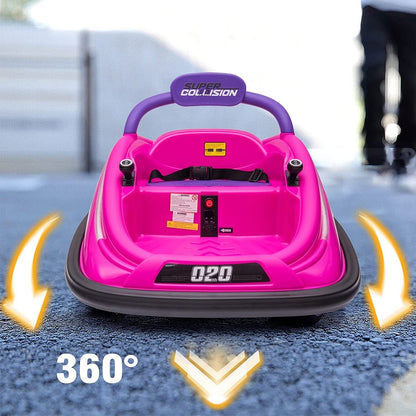 360° Spinning Electric Bumper Car for Kids with Remote Control and LED Lights - 12V