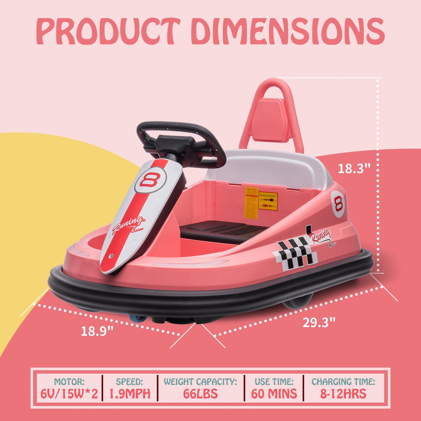 360° Spinning Electric Ride-On Bumper Car for Kids and Toddlers with 2-Speed Control