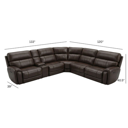 Brazil - Power Sectional With Adjustable Headrest & Footrest - Dark Brown