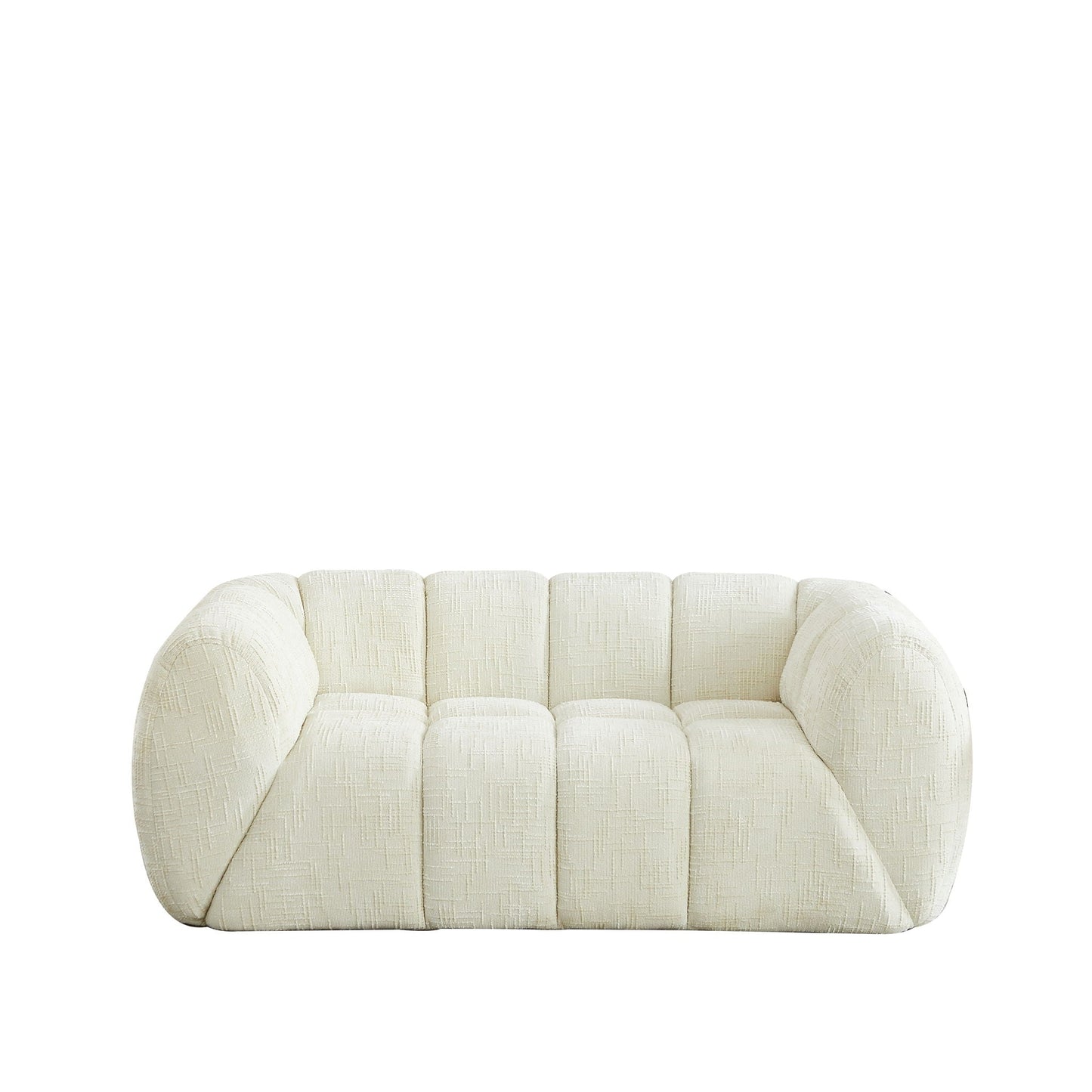 Quilted Cloud Sofa With Rounded Armrests And Piano Key Backrest Design