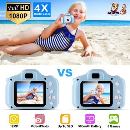 iMounTEK Kids Digital Camera w/ 2.0Ó Screen 12MP 1080P FHD Video Camera 4X Digital Zoom Games 32GB Card Supported Shockproof Child Camcorder for 3-10