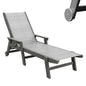 Lounge Chair Outdoor, HDPE Chaise Lounge with Wheels and 5-Position Recliner