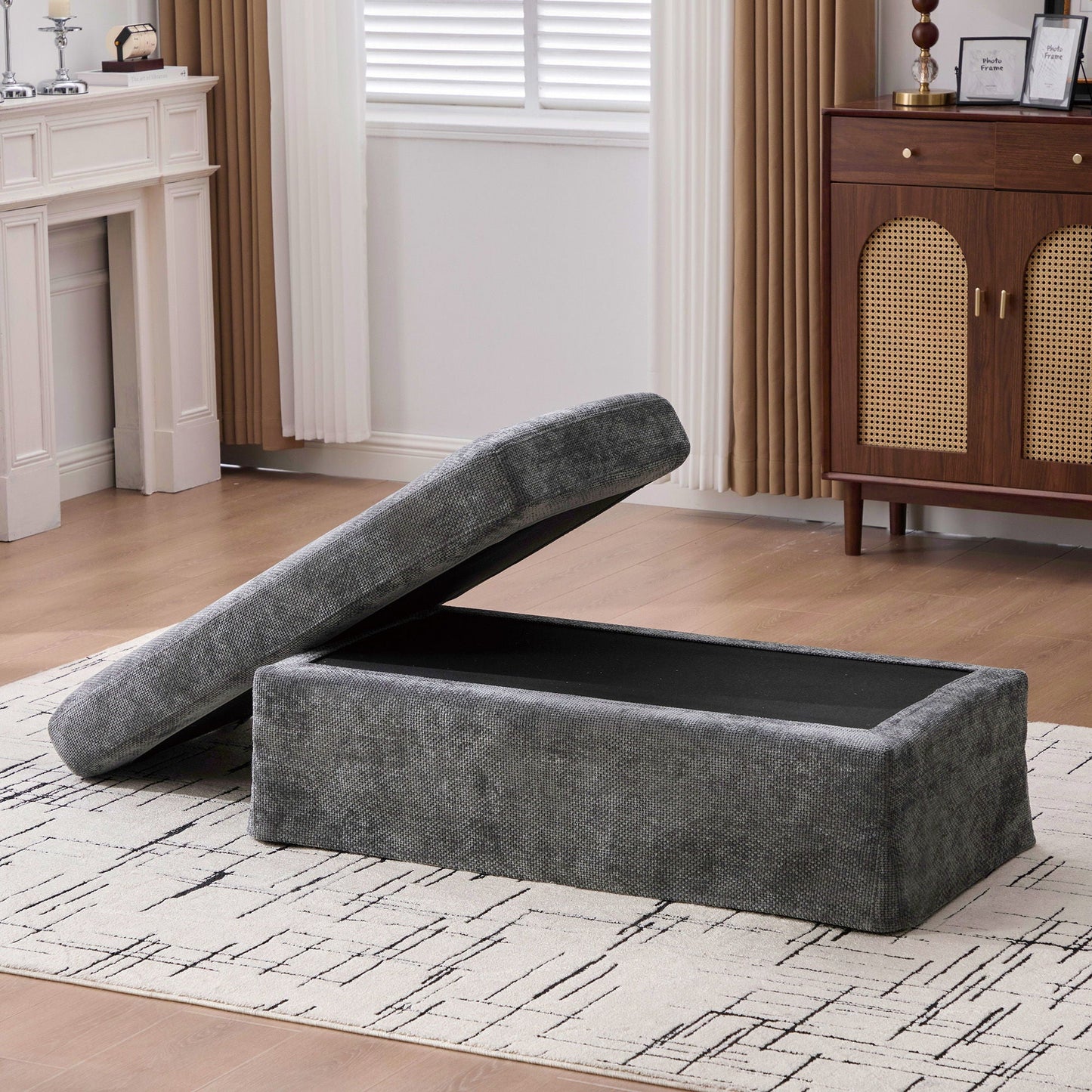 Ottoman Foot Stool With Metal Legs