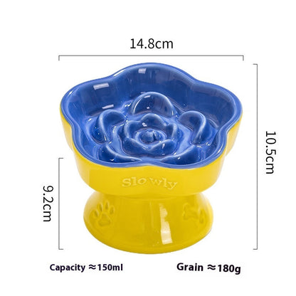 Dogs And Cats Prevention Black Chin High Foot Neck Protector Anti-tumble Pet Ceramic Bowl