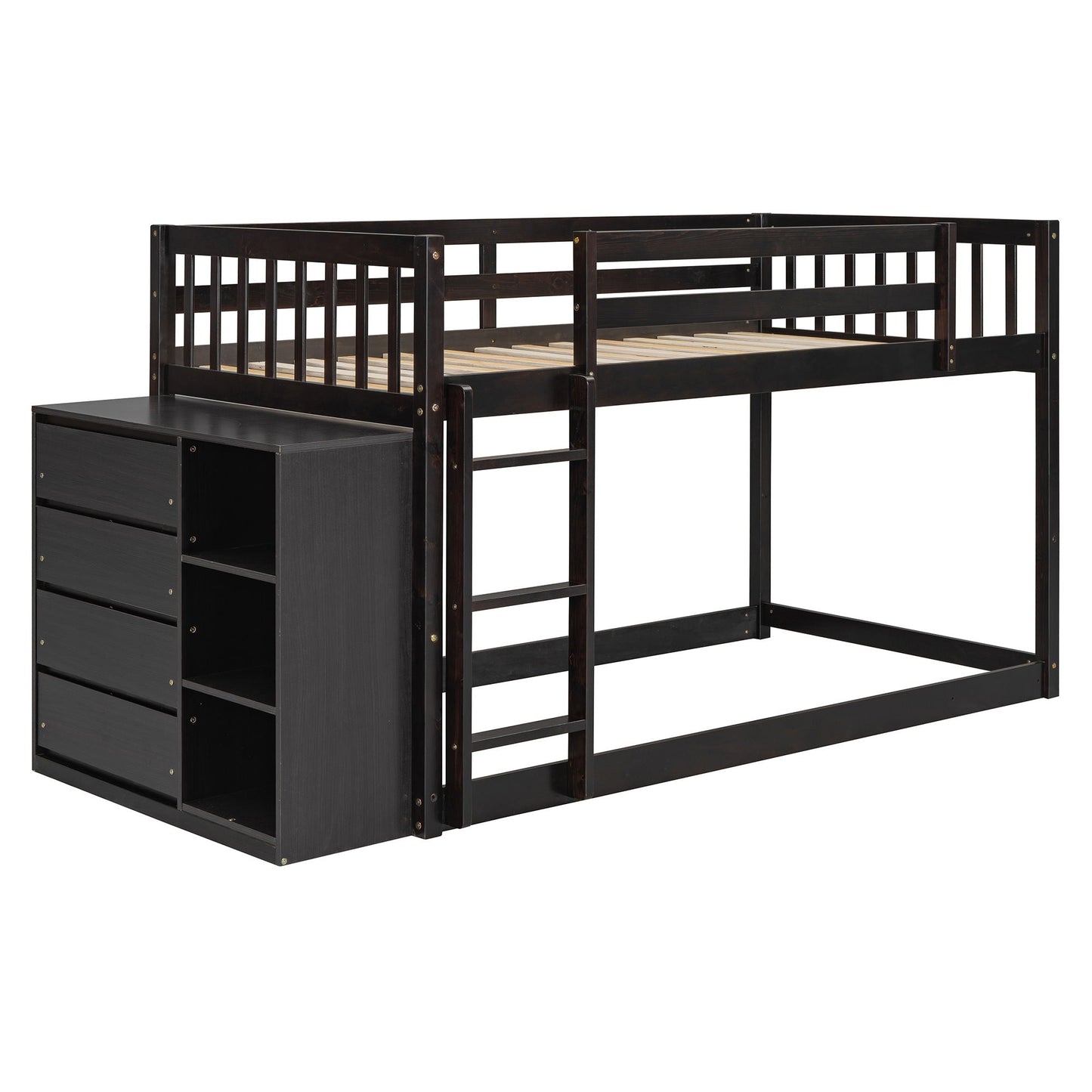 Bunk Bed With 4 Drawers and 3 Shelves