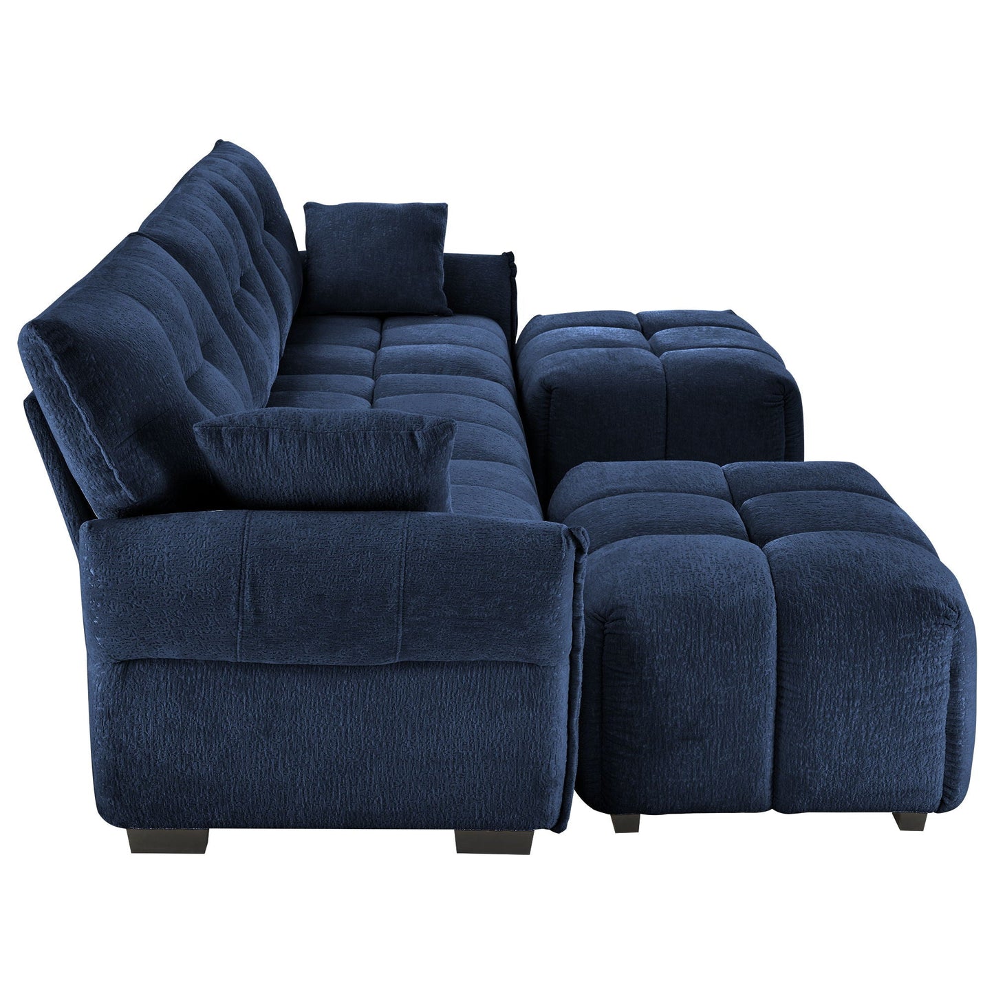 Sofa Set With Ottoman And Pillows, Textured, High Resilience Cushions