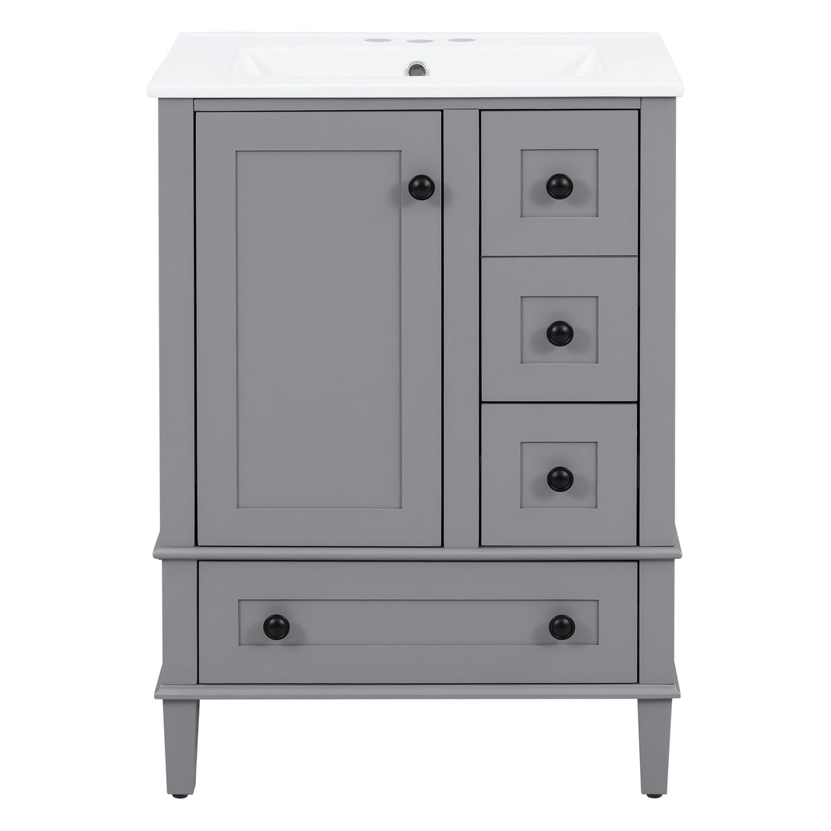 Bathroom Vanity With Integrated Basin, Soft Close Drawers, Door Mounted Double Layer Shelf