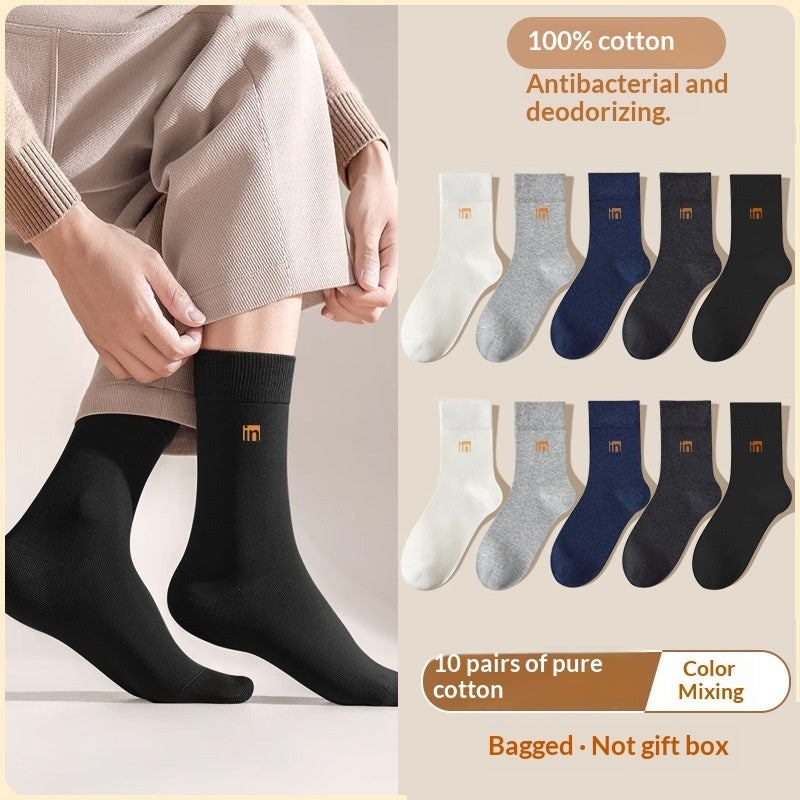 Men's Mid-Calf Deodorizing 100 Cotton Summer Long Socks