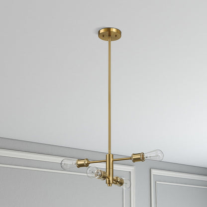 Trellis - 4 Lights Modern Gold Chandelier Vintage Pendant Fixture For Living Room - Clear / Gold