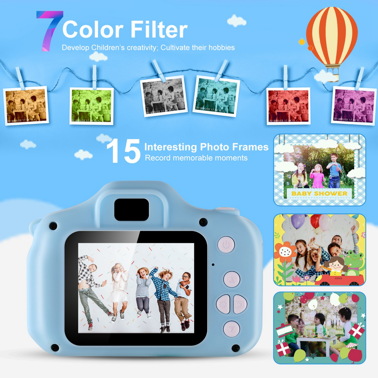 iMounTEK Kids Digital Camera w/ 2.0Ó Screen 12MP 1080P FHD Video Camera 4X Digital Zoom Games 32GB Card Supported Shockproof Child Camcorder for 3-10