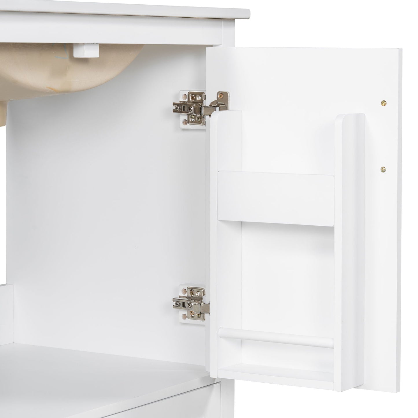 Bathroom Vanity With Sink, 1 Divided Drawer And 2 Soft Close Doors With Double Shelf