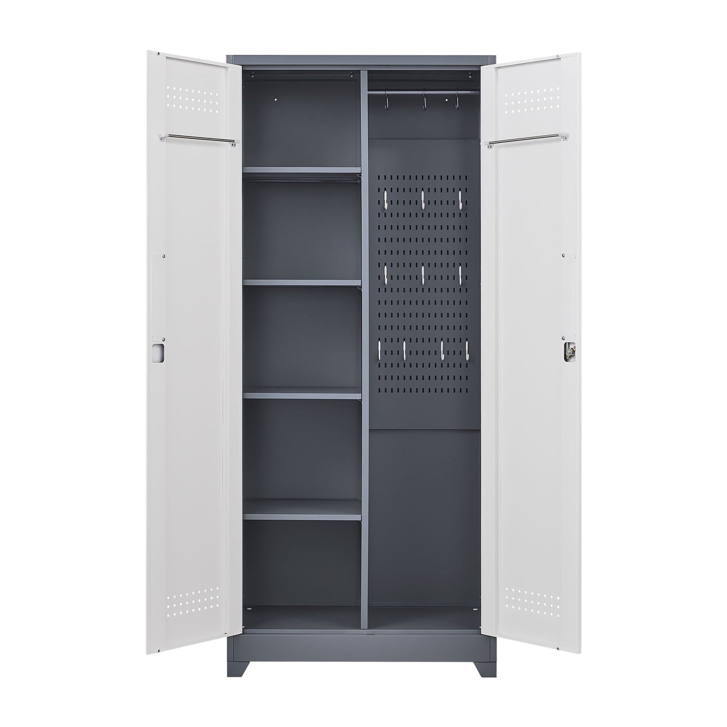 Lockers With Locking Doors, Adjustable Shelves, High Broom Tool Storage Cabinet