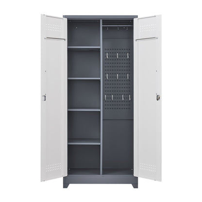 Lockers With Locking Doors, Adjustable Shelves, High Broom Tool Storage Cabinet