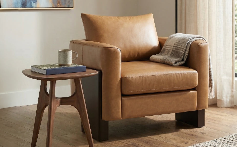 Modern Accent Chair Stylish Club Chair Armchair with Rubberwood Legs for Living Room, Bedroom, or Office