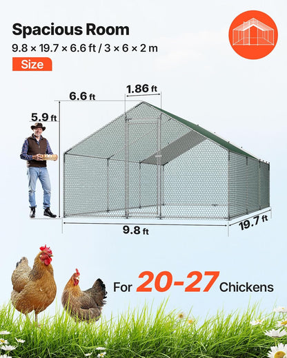 VEVOR Large Metal Chicken Coop, Walk-in Poultry Cage With Waterproof Cover, Outdoor Hen House For Chicken Duck Rabbit Farm
