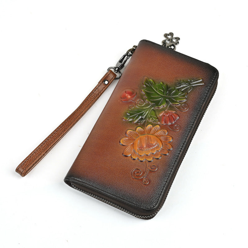Long Wallet Fashion Embossed Zipper Clutch Purse Phone Bag