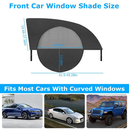 2Pcs Car Front Window Shades Stretchy Car Side Window ScreenÊMesh Window CoverÊfor Car Heat Shading UV Privacy Protection