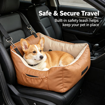 Waterproof Dog Car Seat Bed 2 In 1 Convertible Pet Travel Carrier Safety Booster Seat With Storage Pocket Washable Anti Slip Puppy Car Bed For Small Medium Dogs Reversible 2 Sided Design